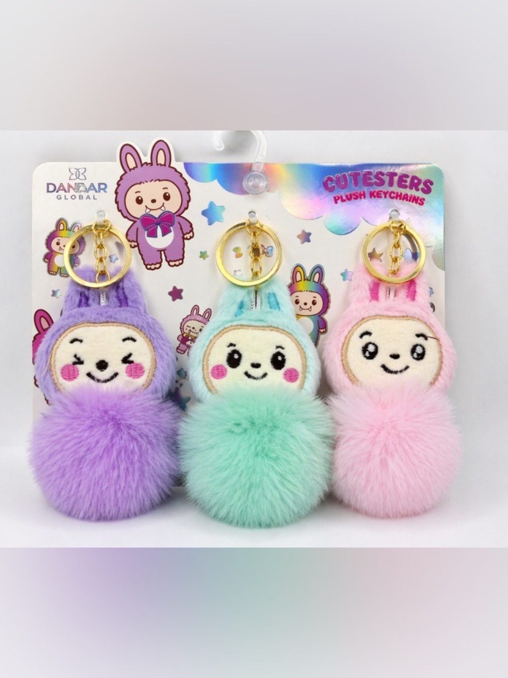 Danbar Cutesters Plush Keychain - Purple, Mint, Pink Cute Bunny Plush